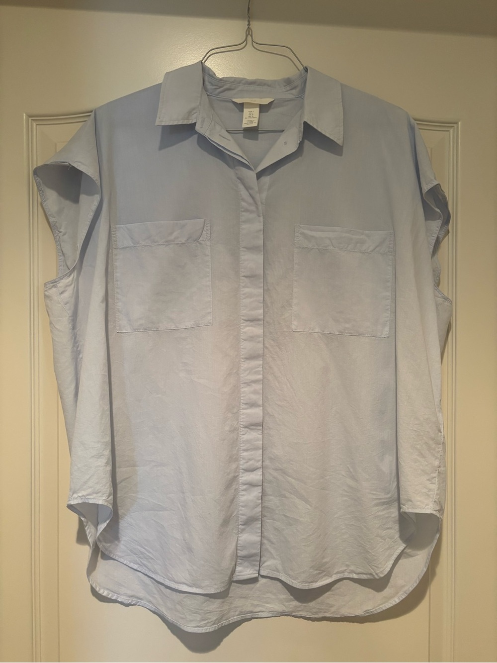 H&M Pale Blue Woman’s Short Sleeve Button-Down Shirt